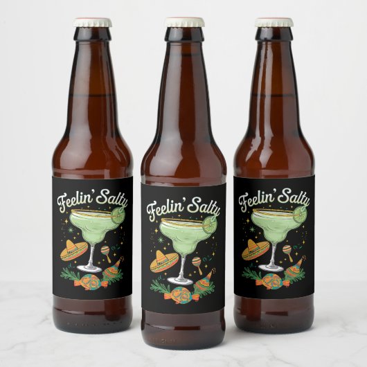 Feelin' Salty Margarita Funny Cinco De Mayo Bier Etiket (Flessen)