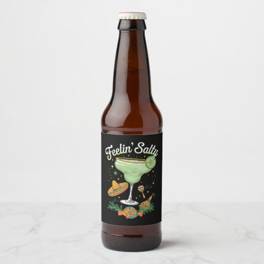 Feelin' Salty Margarita Funny Cinco De Mayo Bier Etiket (Voorkant)