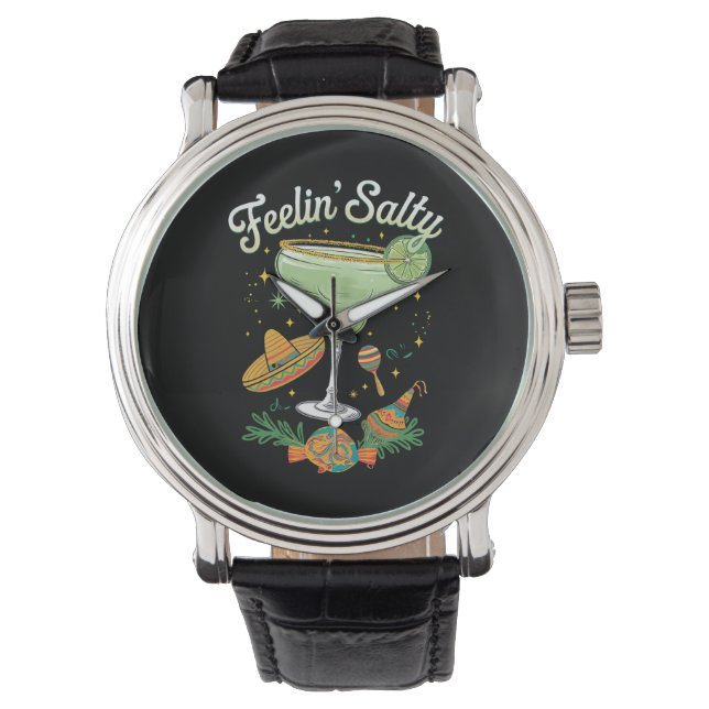 Feelin' Salty Margarita Funny Cinco De Mayo Horloge (Voorkant)