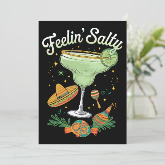 Feelin' Salty Margarita Funny Cinco De Mayo Kaart (Staand voorkant)