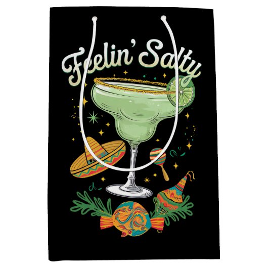 Feelin' Salty Margarita Funny Cinco De Mayo Medium Cadeauzakje (Voorkant)