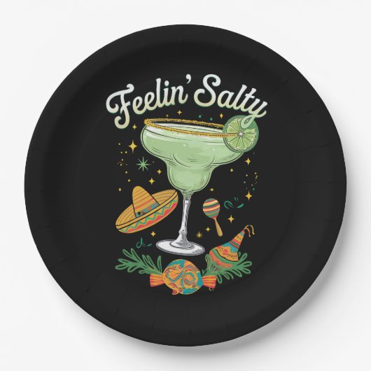 Feelin' Salty Margarita Funny Cinco De Mayo Papieren Bordje (Voorkant)