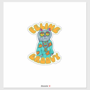 Feeline Groovy Fun Cat Art Tekening Sticker
