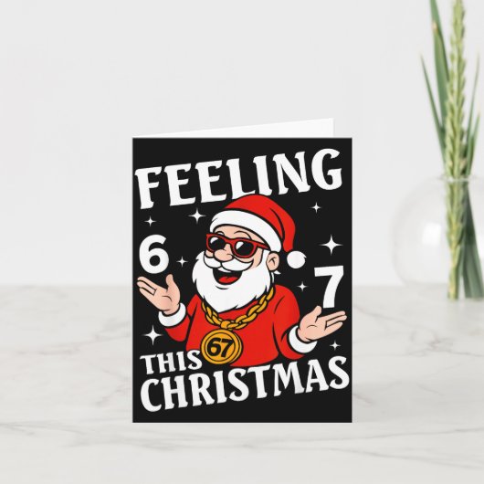 Feeling 6 7 This Christmas Funny Santa Six Seven M Kaart (Voorkant)