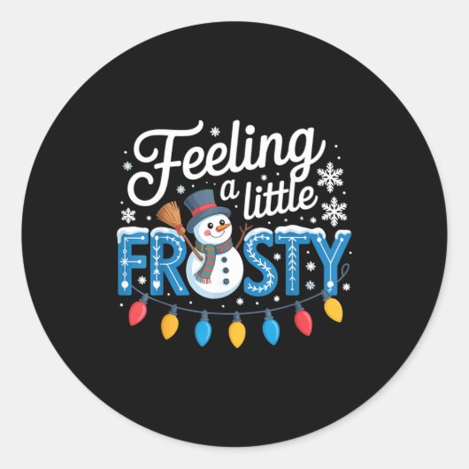 Feeling A Little Frosty Cute Retro Snowman  Ronde Sticker (Voorkant)