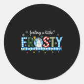 Feeling A Little Frosty Snowman Checkered Christma Ronde Sticker (Voorkant)