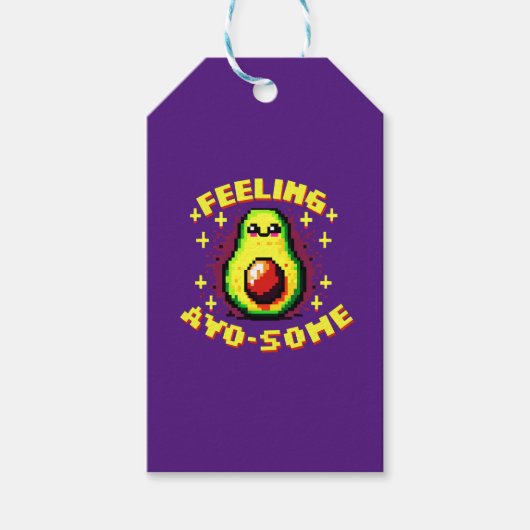 Feeling Avo-Some - Grappig Pixel Art Avocado Desig Cadeaulabel (Voorkant)