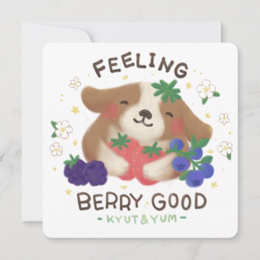 Feeling Berry Good: Cute Dog with Berries Bedankkaart (Voorkant)