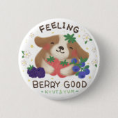 Feeling Berry Good: Cute Dog with Berries Ronde Button 5,7 Cm (Voorkant)