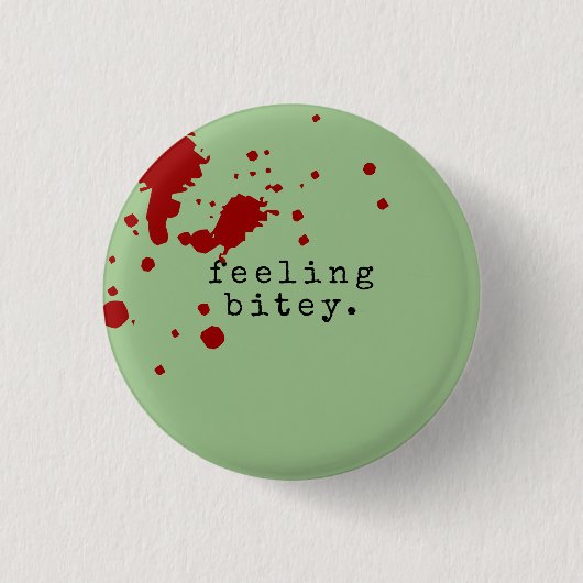FEELING BITEY Funny Zombie Green Ronde Button 3,2 Cm (Voorkant)