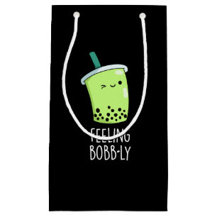 Feeling Bobb-ly Funny Boba Tea Pun Dark BG Klein Cadeauzakje