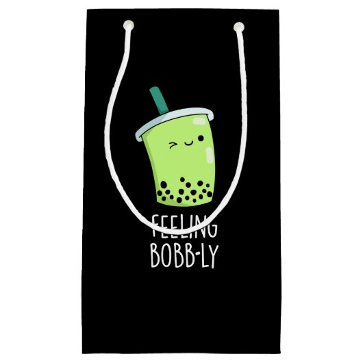 Feeling Bobb-ly Funny Boba Tea Pun Dark BG Klein Cadeauzakje (Voorkant)