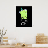 Feeling Bobb-ly Funny Boba Tea Pun Dark BG Poster (Keuken)