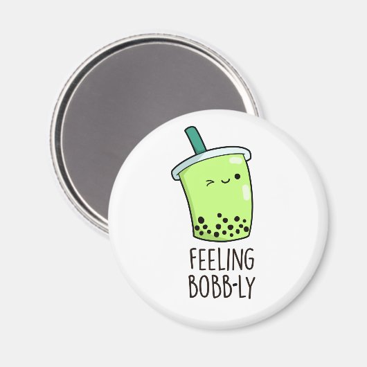 Feeling Bobb-ly Funny Boba Tea Pun Magneet (Voorkant / Achterkant)