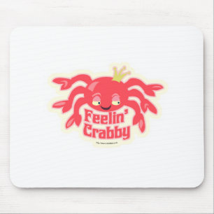 Feeling Crabby Grumpy Crab Logo Cartoon Muismat