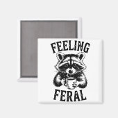 Feeling Feral Raccoon Coffee Cute Funny Trash Pand Magneet (Voorkant / Achterkant)
