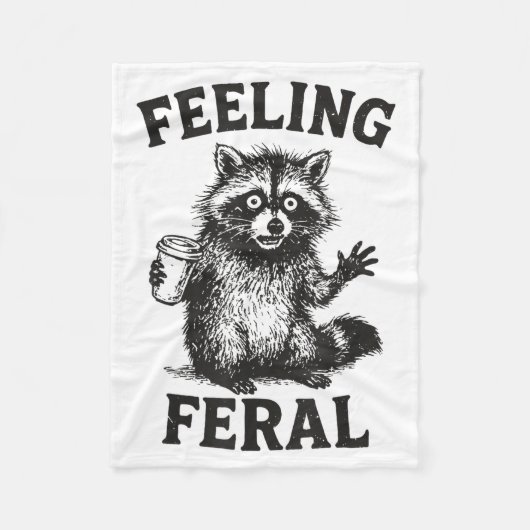 Feeling Feral Raccoon Drink Coffee Funny Trash Pan Fleece Deken (Voorkant)