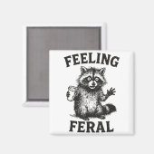 Feeling Feral Raccoon Drink Coffee Funny Trash Pan Magneet (Voorkant / Achterkant)