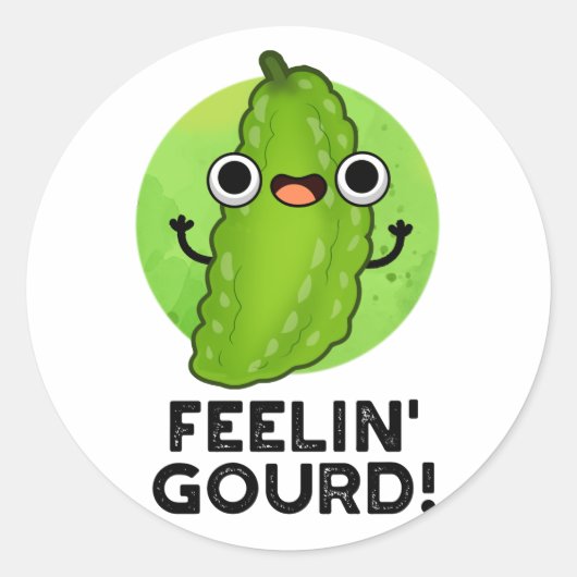Feeling Gourd Funny Feeling Good Veggie Pun Ronde Sticker (Voorkant)