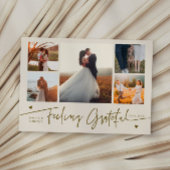 Feeling Grateful Cream Wedding Multi Photo Bedankkaart