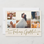 Feeling Grateful Cream Wedding Multi Photo Bedankkaart (Voorkant)