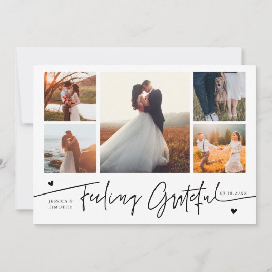 Feeling Grateful White Wedding Multi Photo Bedankkaart (Voorkant)