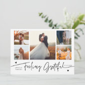 Feeling Grateful White Wedding Multi Photo Bedankkaart (Staand voorkant)