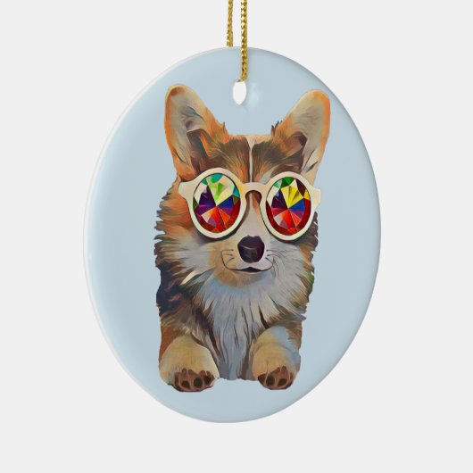 Feeling Groovy Corgi Keramisch Ornament (Rechts)