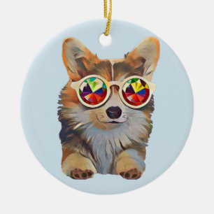 Feeling Groovy Corgi Keramisch Ornament