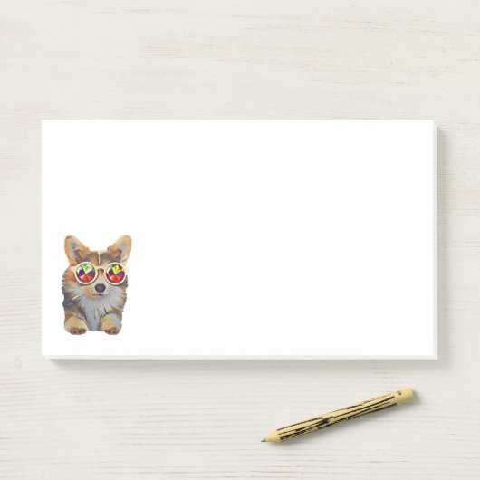 Feeling Groovy Corgi Post-it® Notes (Op bureau)
