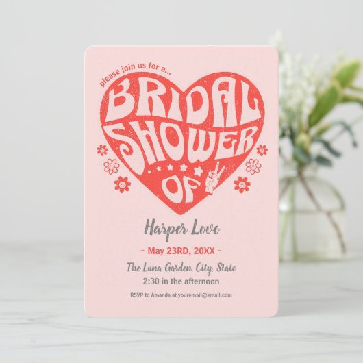 Feeling Groovy Retro Bridal Shower Uitnodiging (Staand voorkant)