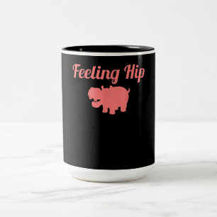 Feeling Hip Hippopotamus Funny Hippo Kind Gifts Tweekleurige Koffiemok