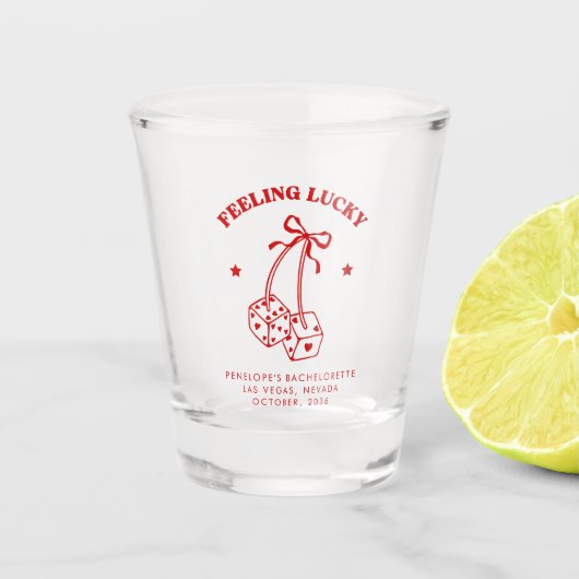 Feeling Lucky Cherry Dice Bachelorette Shotglas Shot Glas (Voorkant)