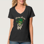 Feeling Lucky Clover Skeleton Hand St Patricks Day T-shirt (Voorkant)