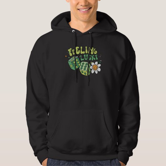 Feeling Lucky Dice Retro Groovy St Patrick's Day W Hoodie (Voorkant)