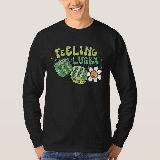 Feeling Lucky Dice Retro Groovy St Patrick's Day W T-shirt (Voorkant)