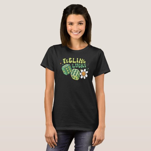 Feeling Lucky Dice Retro Groovy St Patrick's Day W T-shirt (Voorkant volledig)
