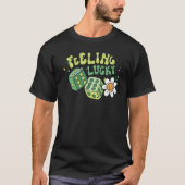 Feeling Lucky Dice Retro Groovy St Patrick's Day W T-shirt (Voorkant)