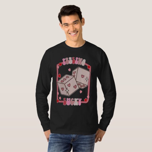 Feeling Lucky Happy Valentines Day be Mine Vday Vi T-shirt (Voorkant volledig)