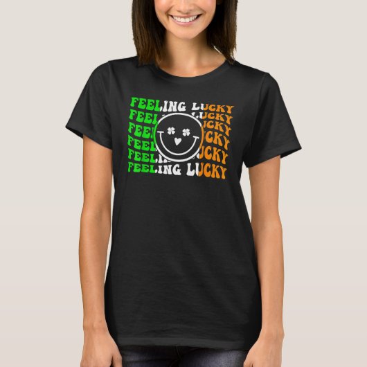 Feeling Lucky Irish Flag Shamrock Leaf St Patrick' T-shirt (Voorkant)