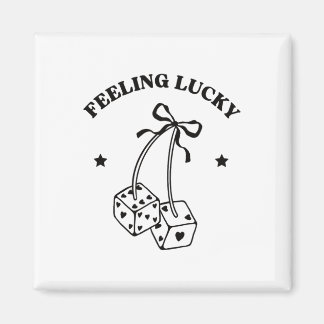 Feeling Lucky Retro Dice Valentine Cute Hearts Rib Magneet