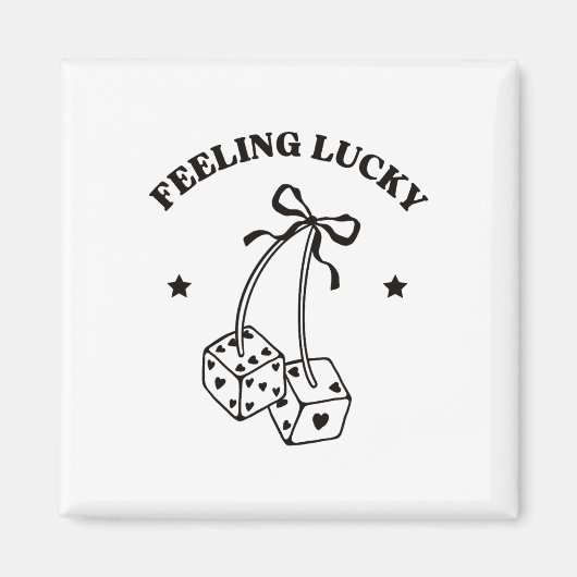 Feeling Lucky Retro Dice Valentine Cute Hearts Rib Magneet (Voorkant)