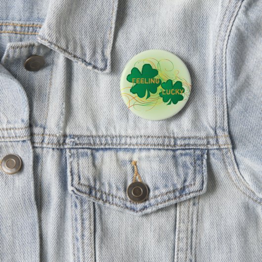 Feeling Lucky 🍀 Shamrock Clovers Ronde Button 5,7 Cm (In situ)