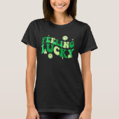 Feeling Lucky Shamrock Groovy St Patrick's Day Ire T-shirt (Voorkant)