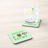 Feeling Lucky St Patricks Dag Hond Gezichten Bier Onderzetter (Rechterzijde)