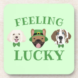 Feeling Lucky St Patricks Dag Hond Gezichten Bier Onderzetter