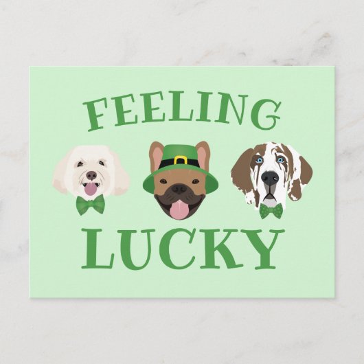 Feeling Lucky St Patricks Dag Hond Gezichten Briefkaart (Voorkant)