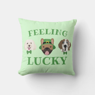 Feeling Lucky St Patricks Dag Hond Gezichten Kussen
