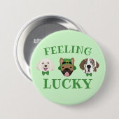 Feeling Lucky St Patricks Dag Hond Gezichten Ronde Button 7,6 Cm (Voorkant /achterkant)