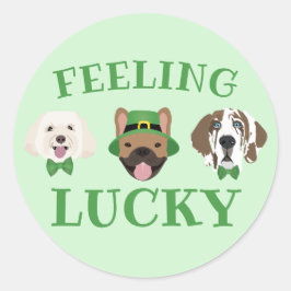 Feeling Lucky St Patricks Dag Hond Gezichten Ronde Sticker